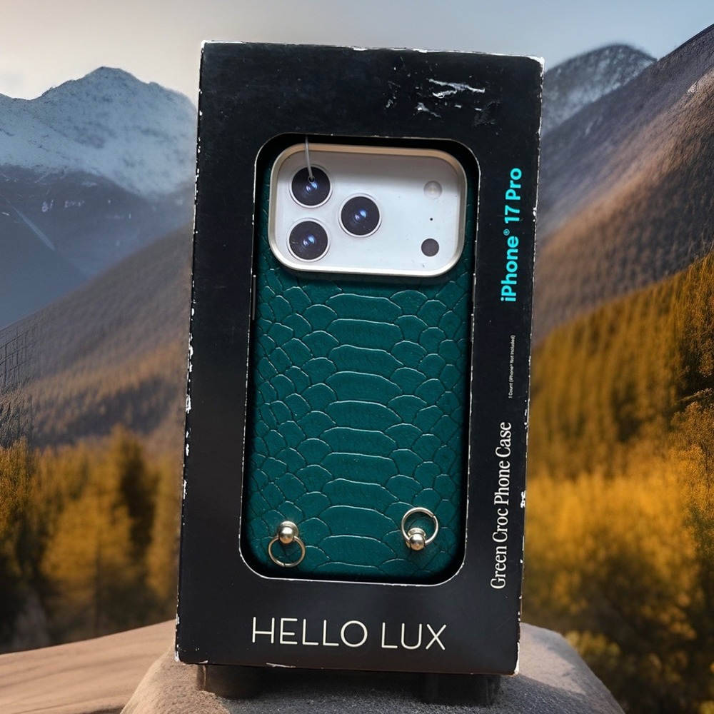 Hello Lux iPhone 17 Pro Phone Case - Green Croc Wrapped Fun, Money, Festival